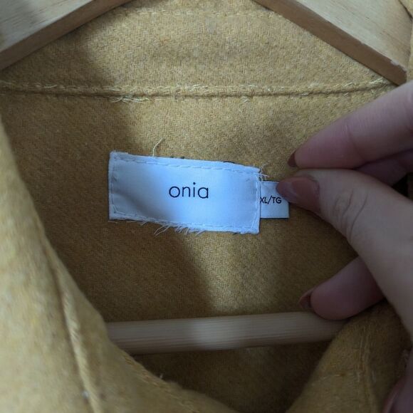 Onia men's apricot yellow essential heavy weight cotton wool button down shacket - Picture 4 of 7